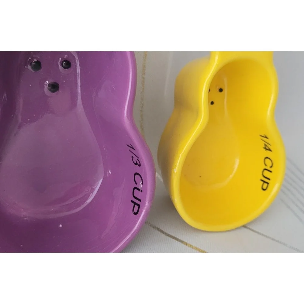 Set Of 4 Ceramic Easter Bunny Peep Measuring Cups‎ Secret Garden 1/4 to 1 Cup!